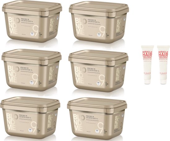 6 x Schwarzkopf Blond Me Blondeerpoeder Premium Lift 9+ 450g + 2 x Eleven Miracle Hair Treatment 10 ml
